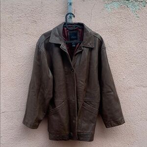 The Limited Brown Leather Military Jacket